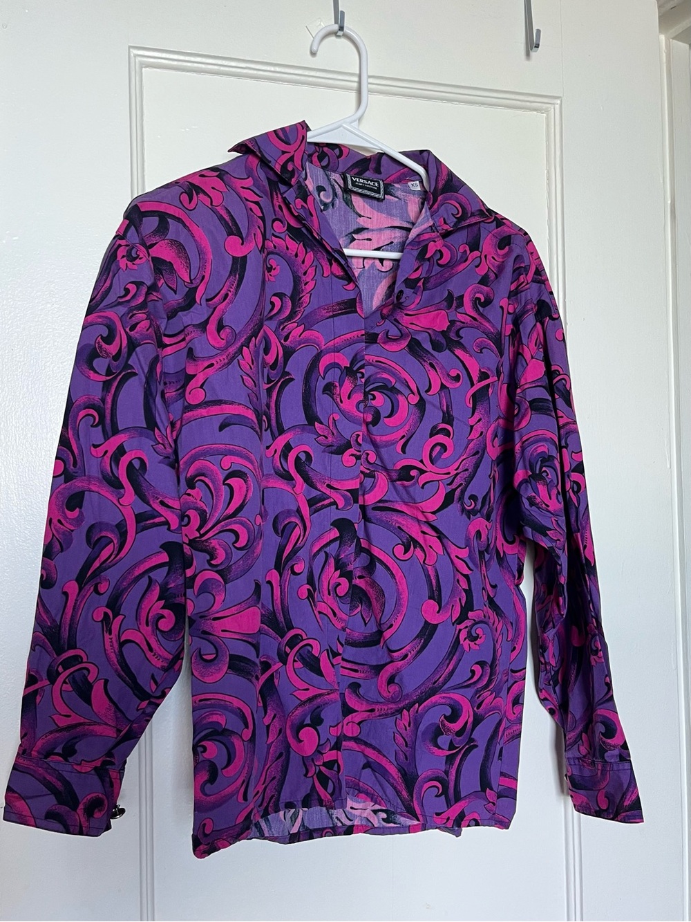 Versace Purple & Pink Swirl Long-Sleeve Blouse
